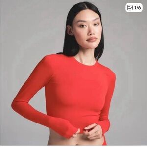 SKIMS Super Crop Long Sleeve Limited Edition Red Size XS NWT
